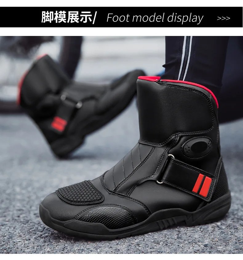 Summer Black Leather Motorcycle Shoes Men Women Waterproof Breathable Rally Boots Adventure Off-Road Motorcycle Boots Retro