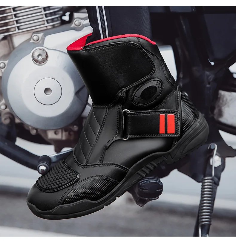 Summer Black Leather Motorcycle Shoes Men Women Waterproof Breathable Rally Boots Adventure Off-Road Motorcycle Boots Retro