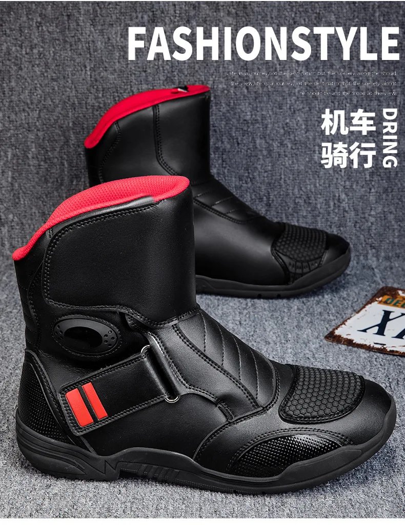Summer Black Leather Motorcycle Shoes Men Women Waterproof Breathable Rally Boots Adventure Off-Road Motorcycle Boots Retro