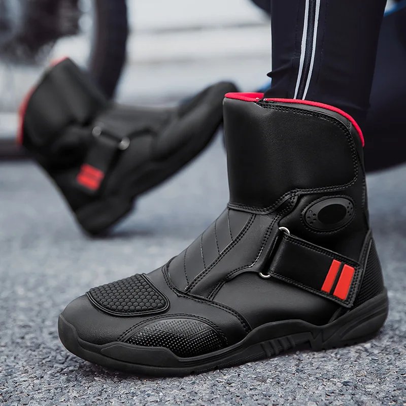 Summer Black Leather Motorcycle Shoes Men Women Waterproof Breathable Rally Boots Adventure Off-Road Motorcycle Boots Retro