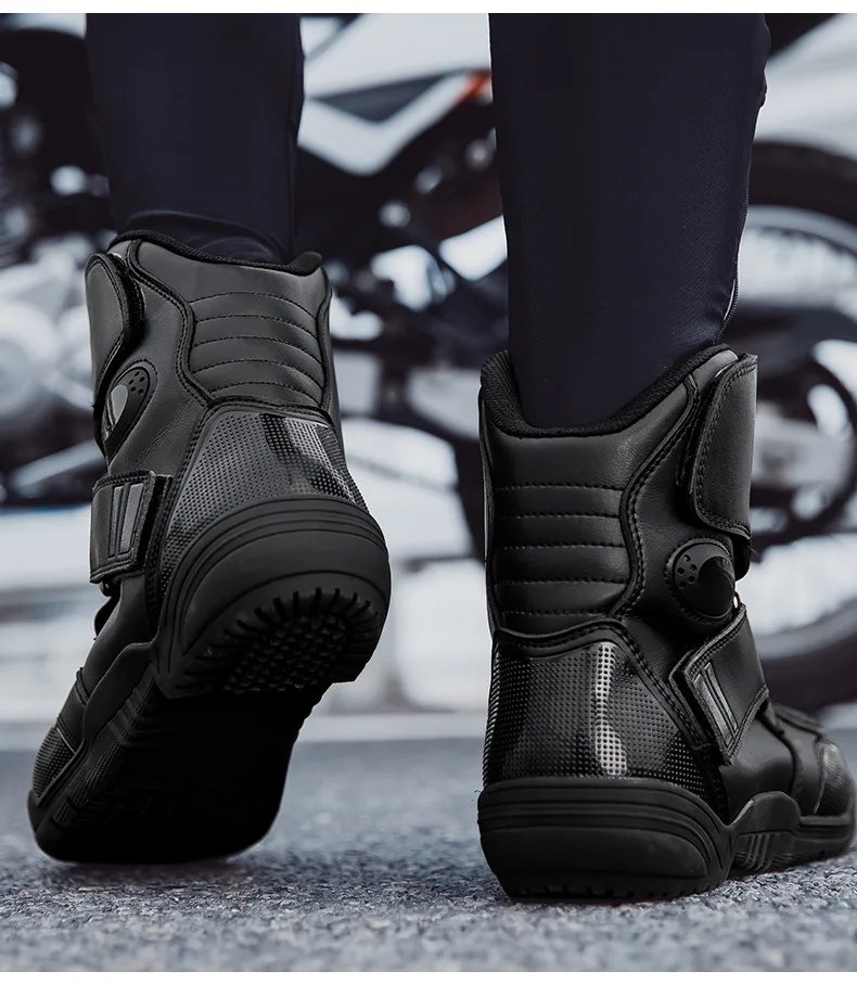 Summer Black Leather Motorcycle Shoes Men Women Waterproof Breathable Rally Boots Adventure Off-Road Motorcycle Boots Retro