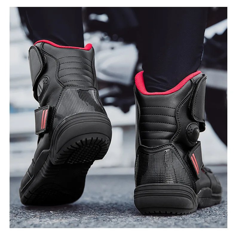 Summer Black Leather Motorcycle Shoes Men Women Waterproof Breathable Rally Boots Adventure Off-Road Motorcycle Boots Retro