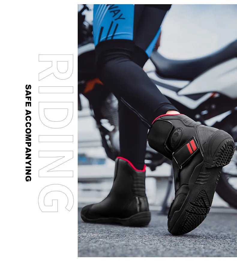 Summer Black Leather Motorcycle Shoes Men Women Waterproof Breathable Rally Boots Adventure Off-Road Motorcycle Boots Retro