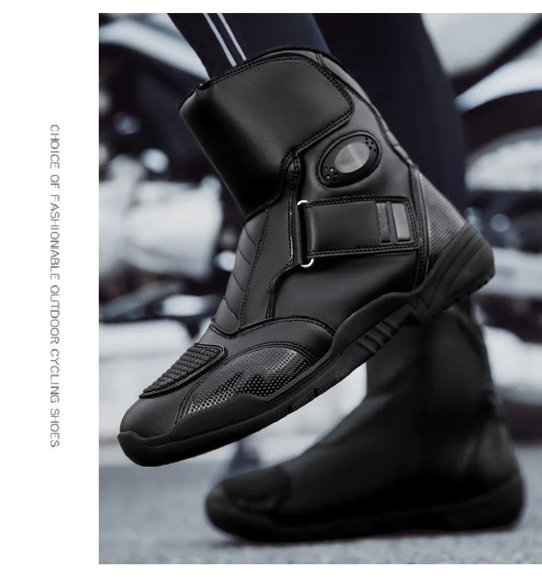 Summer Black Leather Motorcycle Shoes Men Women Waterproof Breathable Rally Boots Adventure Off-Road Motorcycle Boots Retro