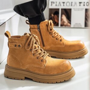2026 New Men’s British Style Boots – Outdoor Non-Slip Wear-Resistant Motorcycle Boots, Platform Elevator Work Boots