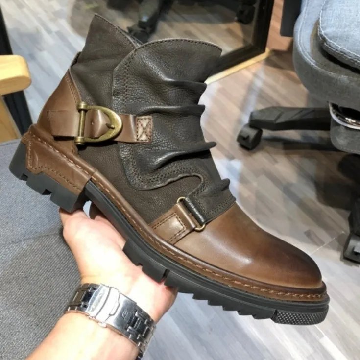 Autumn Winter Retro Men Motorcycle Leather Boots British Style Round Head High Top Shoes Casual Platform Boots Moto Street Gear Autumn Winter Retro Men Motorcycle Leather Boots British Style Round Head High Top Shoes Casual Platform Boots Moto Street Gear