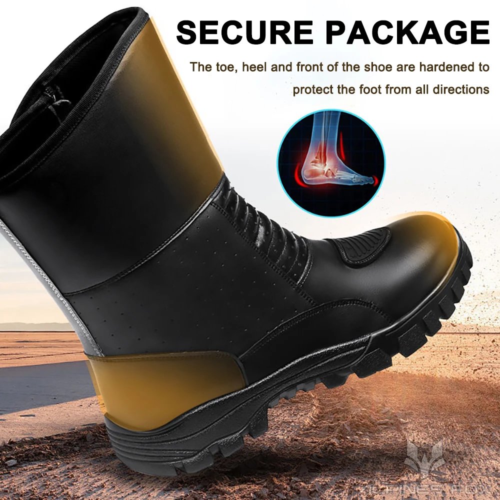 Retro Motorcycle Touring Boots Leather Men's Motorbike Riding Shoes Waterproof Windproof Anti-fall Rider Shoes Four Seasons
