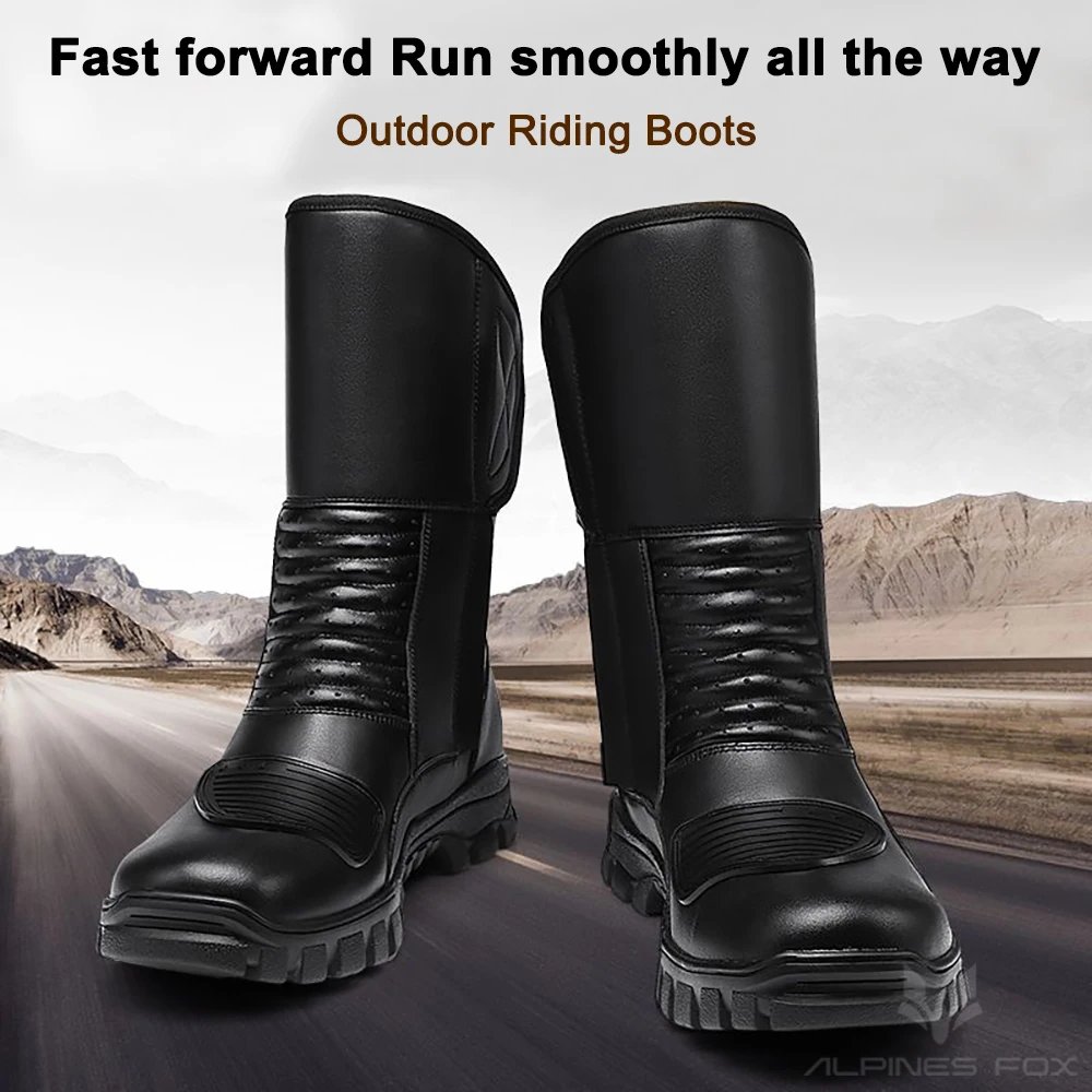Retro Motorcycle Touring Boots Leather Men's Motorbike Riding Shoes Waterproof Windproof Anti-fall Rider Shoes Four Seasons
