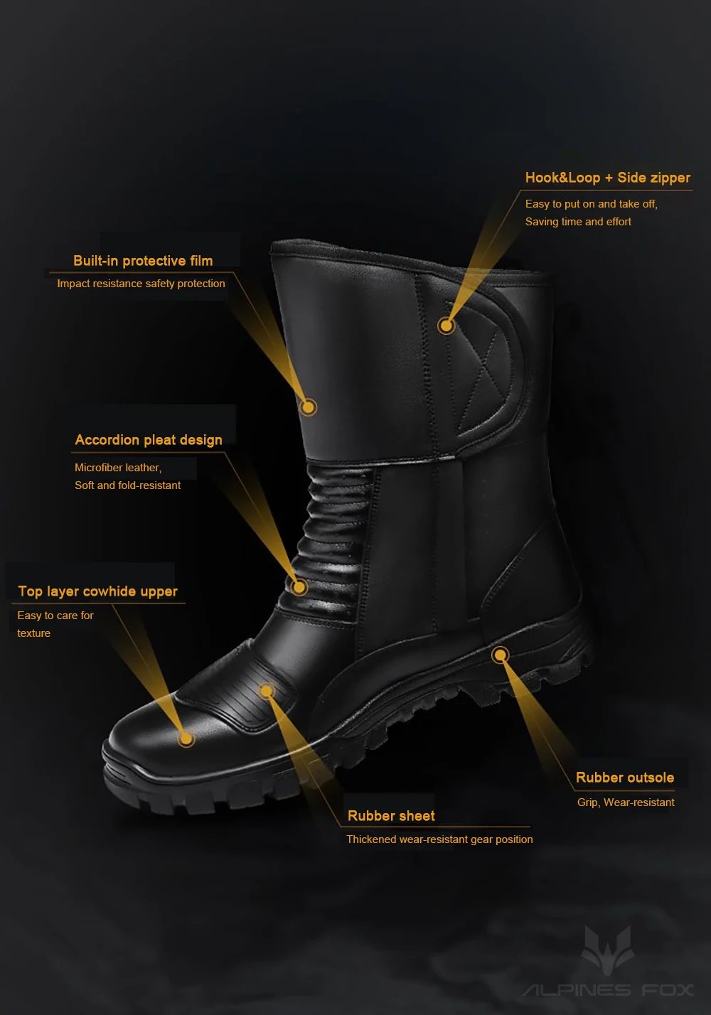 Retro Motorcycle Touring Boots Leather Men's Motorbike Riding Shoes Waterproof Windproof Anti-fall Rider Shoes Four Seasons