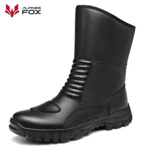 Retro Motorcycle Touring Boots Leather Men’s Motorbike Riding Shoes Waterproof Windproof Anti-fall Rider Shoes Four Seasons