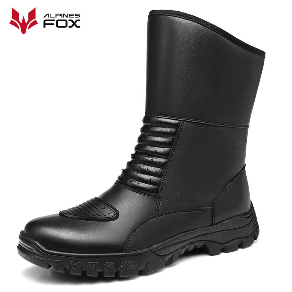 Retro Motorcycle Touring Boots Leather Men's Motorbike Riding Shoes Waterproof Windproof Anti-fall Rider Shoes Four Seasons