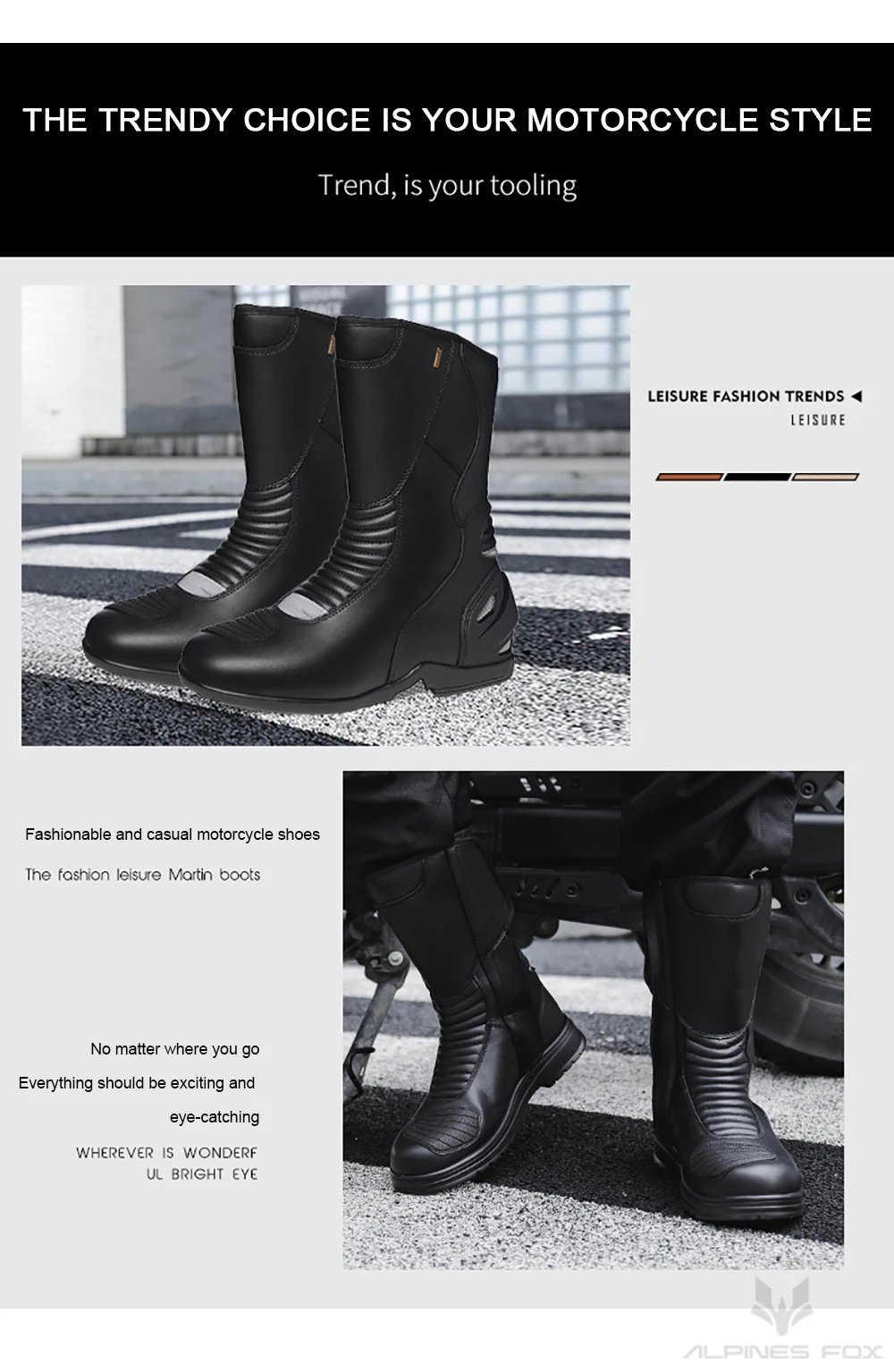 Motorcycle Boots Four Season Men's Outdoor Fashion High Top Motorbike Riding Shoes Anti-collision Motocross Protective Boots