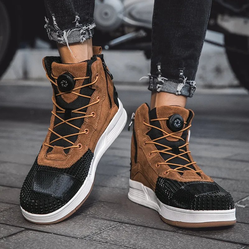 Casual Motorcycle Boots Men Women Motorcyclist Shoes Brown Men's Sneakers Breathable Motocross Boots Motorcycle Supplies