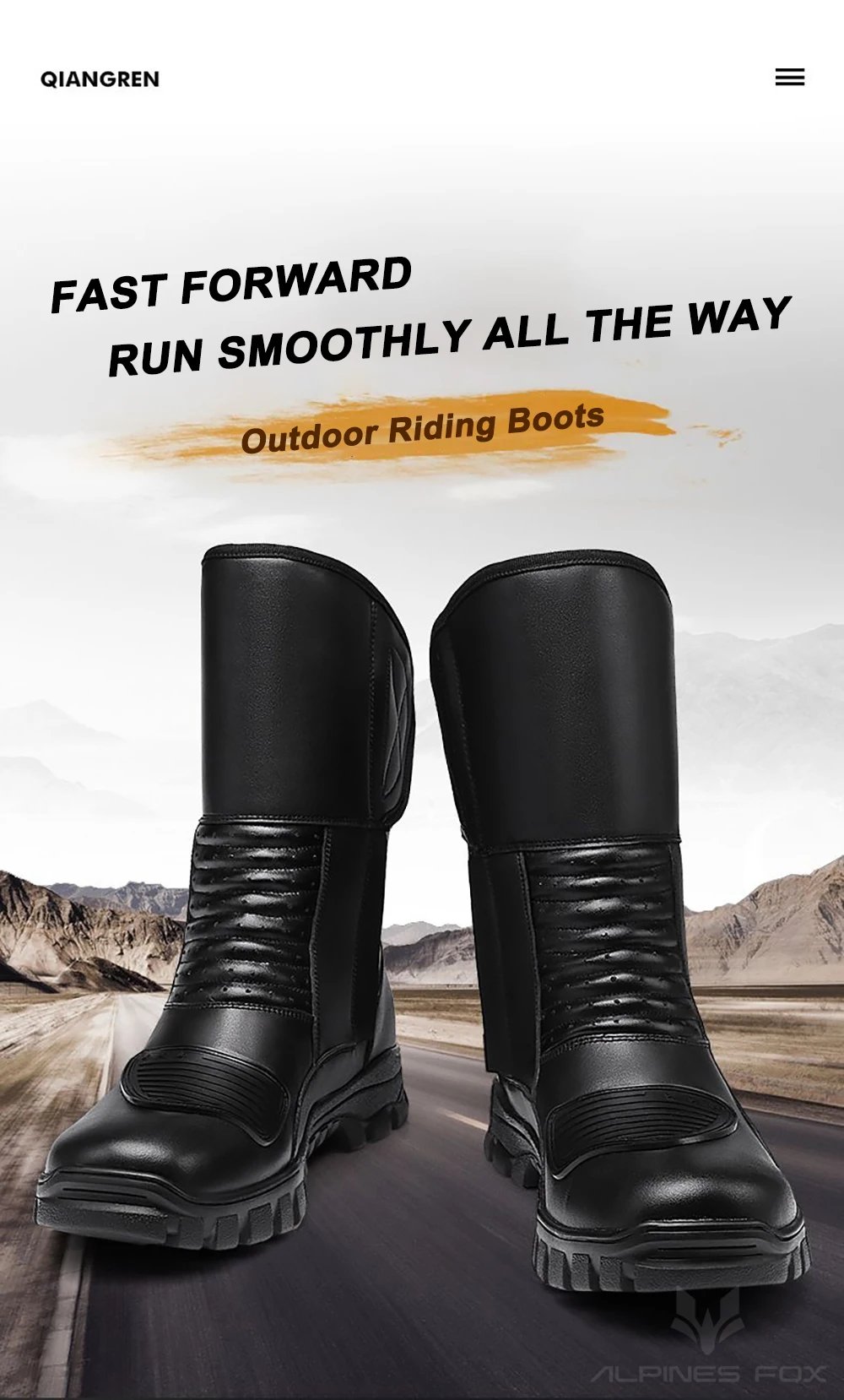 Leather Motorcycle Boots Men Classic Motocross Shoes with Reinforced Heel Toe Waterproof Vintage Motorbike Touring Boot