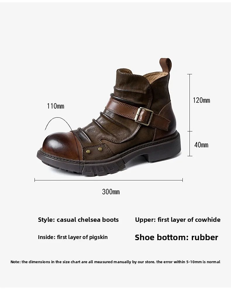 Handmade Punk Motorcycle Boots Men's Genuine Leather Boots British Style Boots Cowhide Workwear Short Shoes Handmade Punk Motorcycle Boots Men's Genuine Leather Boots British Style Boots Cowhide Workwear Short Shoes