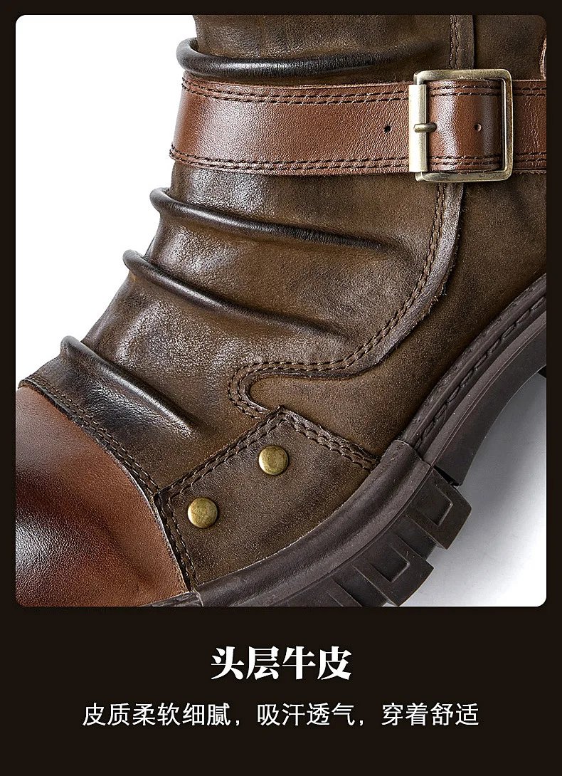 Handmade Punk Motorcycle Boots Men's Genuine Leather Boots British Style Boots Cowhide Workwear Short Shoes Handmade Punk Motorcycle Boots Men's Genuine Leather Boots British Style Boots Cowhide Workwear Short Shoes