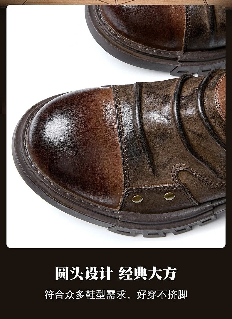 Handmade Punk Motorcycle Boots Men's Genuine Leather Boots British Style Boots Cowhide Workwear Short Shoes Handmade Punk Motorcycle Boots Men's Genuine Leather Boots British Style Boots Cowhide Workwear Short Shoes