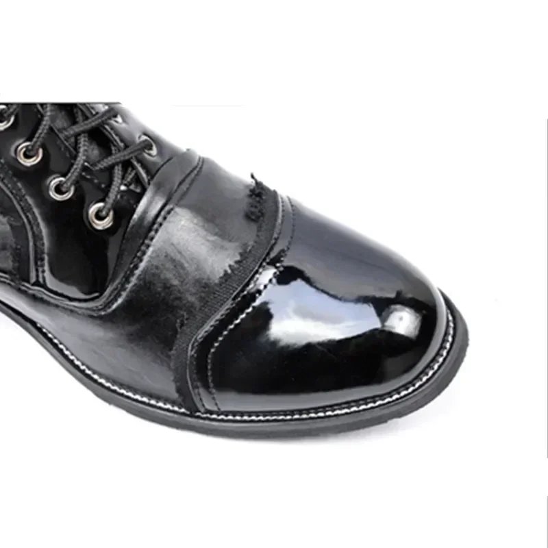 Gothic Punk Cosplay Cowboy Dance Boots for Men 2026 Spring Fall Square Heels Mid Calf Warm Soft Leather Motorcycle Boots Office
