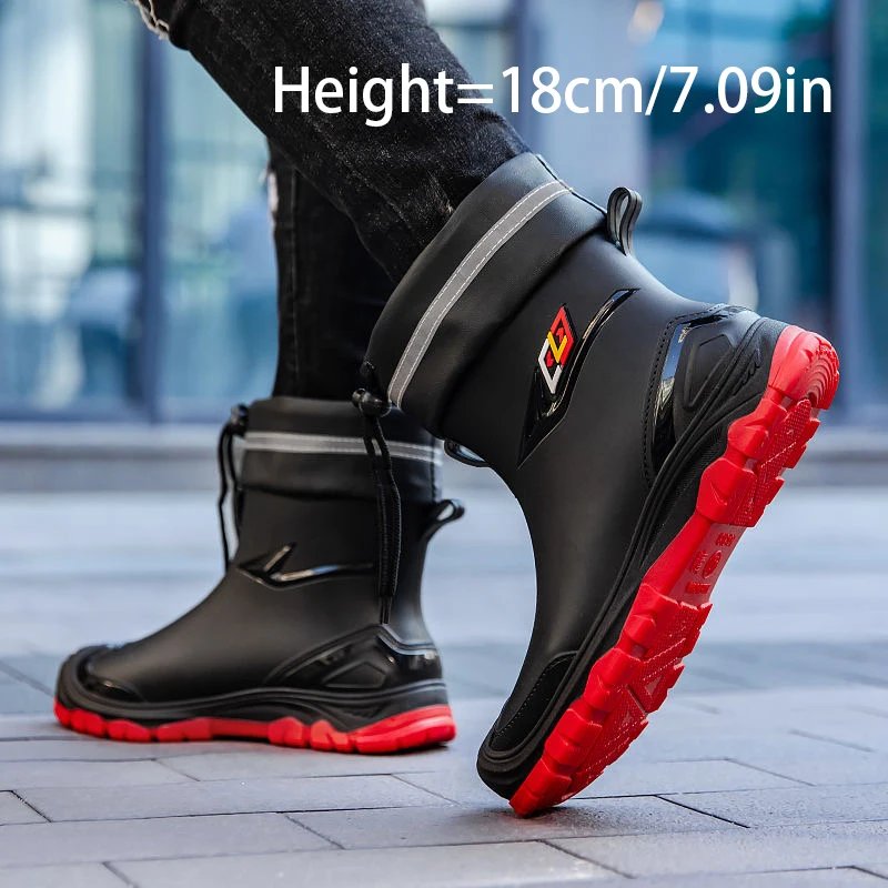 Outdoor Work British Style Anti Slip Waterproof Drawstring Drum Mouth Four Season Universal Men's Rain Boots Outdoor Work British Style Anti Slip Waterproof Drawstring Drum Mouth Four Season Universal Men's Rain Boots