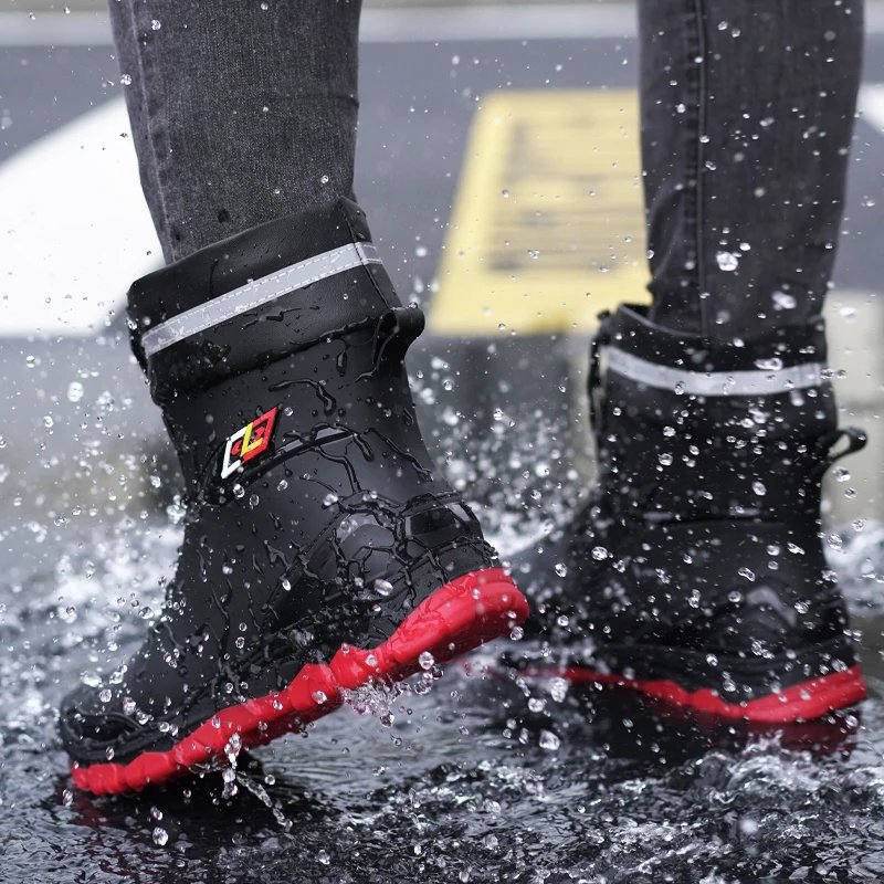 Outdoor Work British Style Anti Slip Waterproof Drawstring Drum Mouth Four Season Universal Men's Rain Boots Outdoor Work British Style Anti Slip Waterproof Drawstring Drum Mouth Four Season Universal Men's Rain Boots