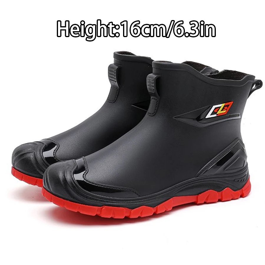 Workwear style outdoor work commuting fishing kitchen anti slip waterproof men's flat bottomed high-quality rubber boots rain bo
