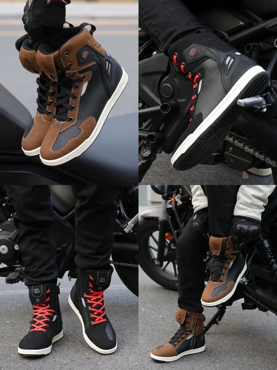 Motorcycle Shoes Men High-top Boots Summer Professional Riding Casual Breathable Lightweight Cycling Protection Equipments