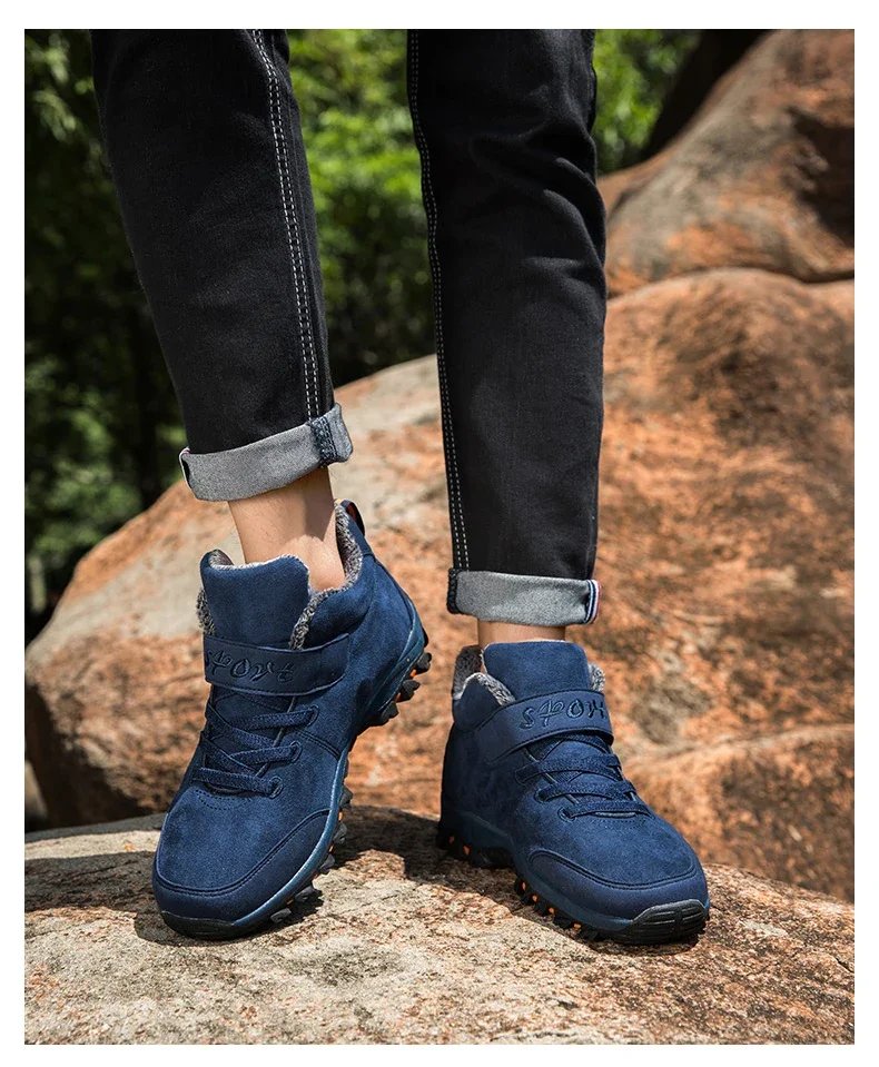 Waterproof Winter Men Boots Suede Warm Snow Outdoor Sneakers Boots Men Work Casual Shoes High-top Non-slip Ankle Boots