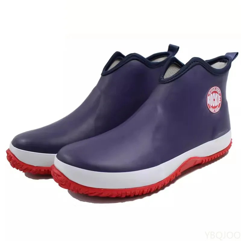 Spring Autumn Fashion Large Outdoor Waterproof and Anti Slip Men Rain Shoes Lightweight Short Tube Fishing Versatile Rain Boots