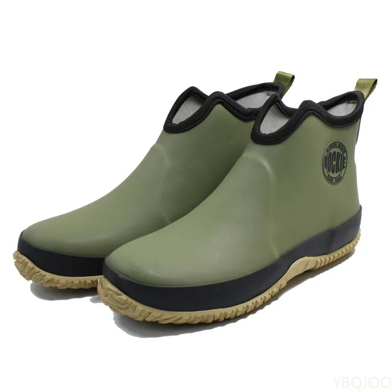 Spring Autumn Fashion Large Outdoor Waterproof and Anti Slip Men Rain Shoes Lightweight Short Tube Fishing Versatile Rain Boots