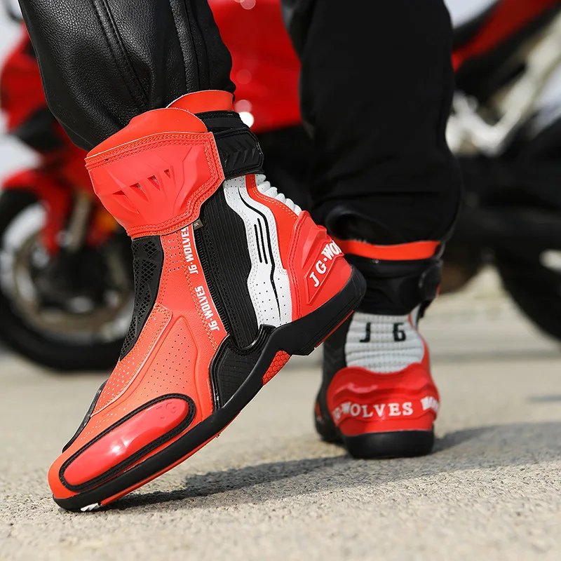 Men Women Motorcycle Riding Shoes Waterproof Breathable Summer Short Moto Boots Anti Slip Off Road Racing Motorbike Footwear