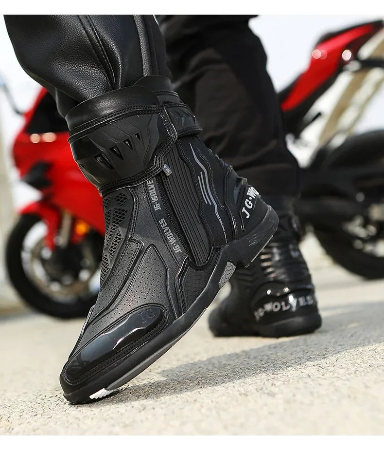 Men Women Motorcycle Riding Shoes Waterproof Breathable Summer Short Moto Boots Anti Slip Off Road Racing Motorbike Footwear