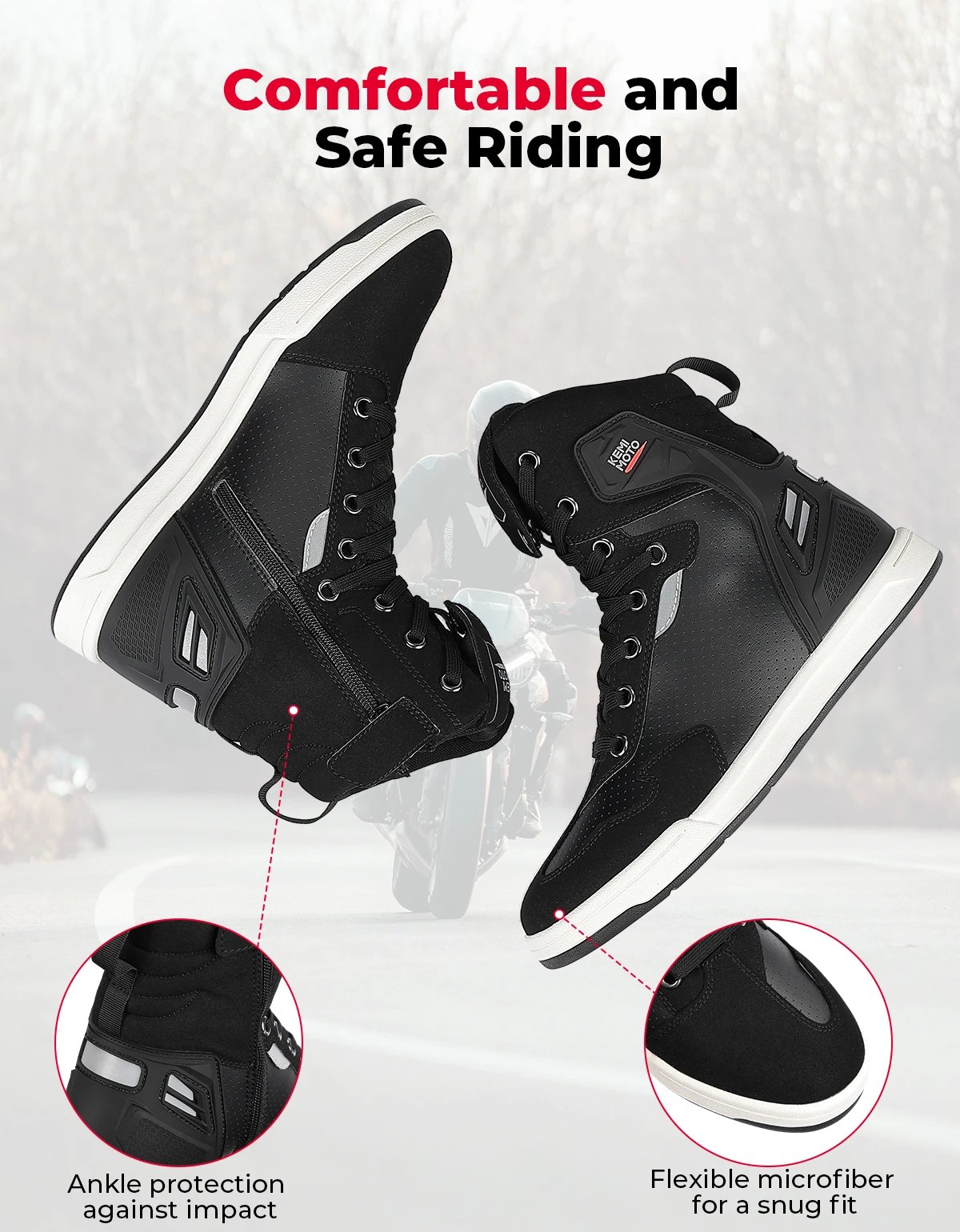 Motorcycle Shoes Men Short Boots Daily Summer Riding Casual Sneakers Anti-collision Reflective Cycling Protection Equipments