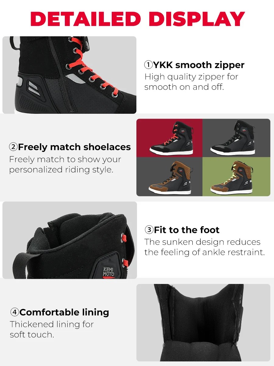 Motorcycle Shoes Men Short Boots Daily Summer Riding Casual Sneakers Anti-collision Reflective Cycling Protection Equipments