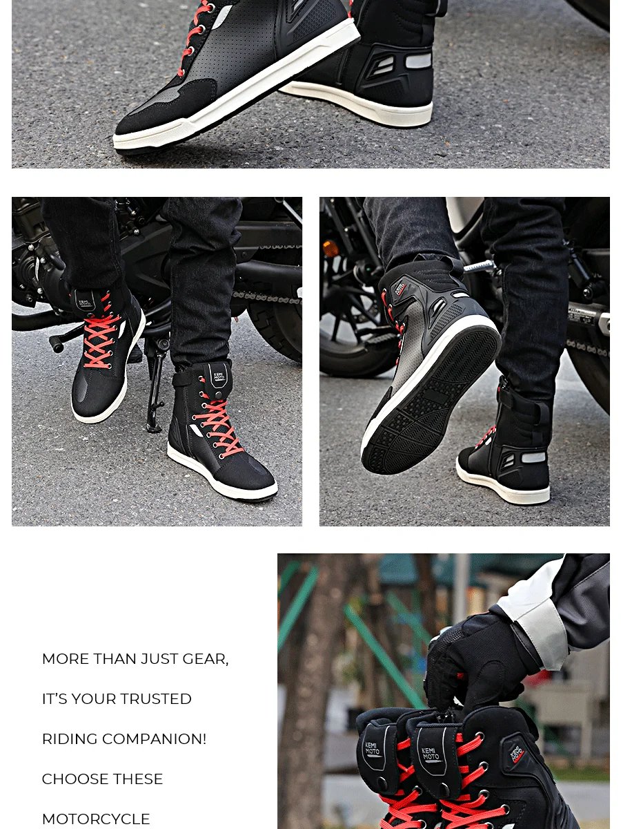 Motorcycle Shoes Men Short Boots Daily Summer Riding Casual Sneakers Anti-collision Reflective Cycling Protection Equipments