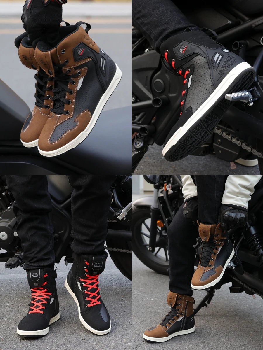 Motorcycle Shoes Men Short Boots Daily Summer Riding Casual Sneakers Anti-collision Reflective Cycling Protection Equipments
