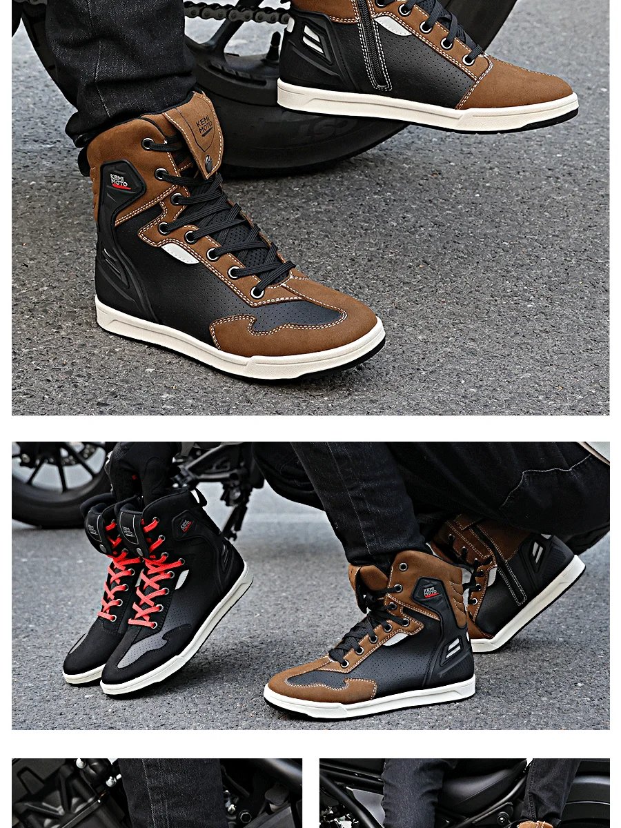 Motorcycle Shoes Men Short Boots Daily Summer Riding Casual Sneakers Anti-collision Reflective Cycling Protection Equipments