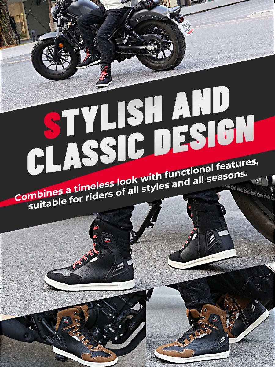Motorcycle Shoes Men Short Boots Daily Summer Riding Casual Sneakers Anti-collision Reflective Cycling Protection Equipments
