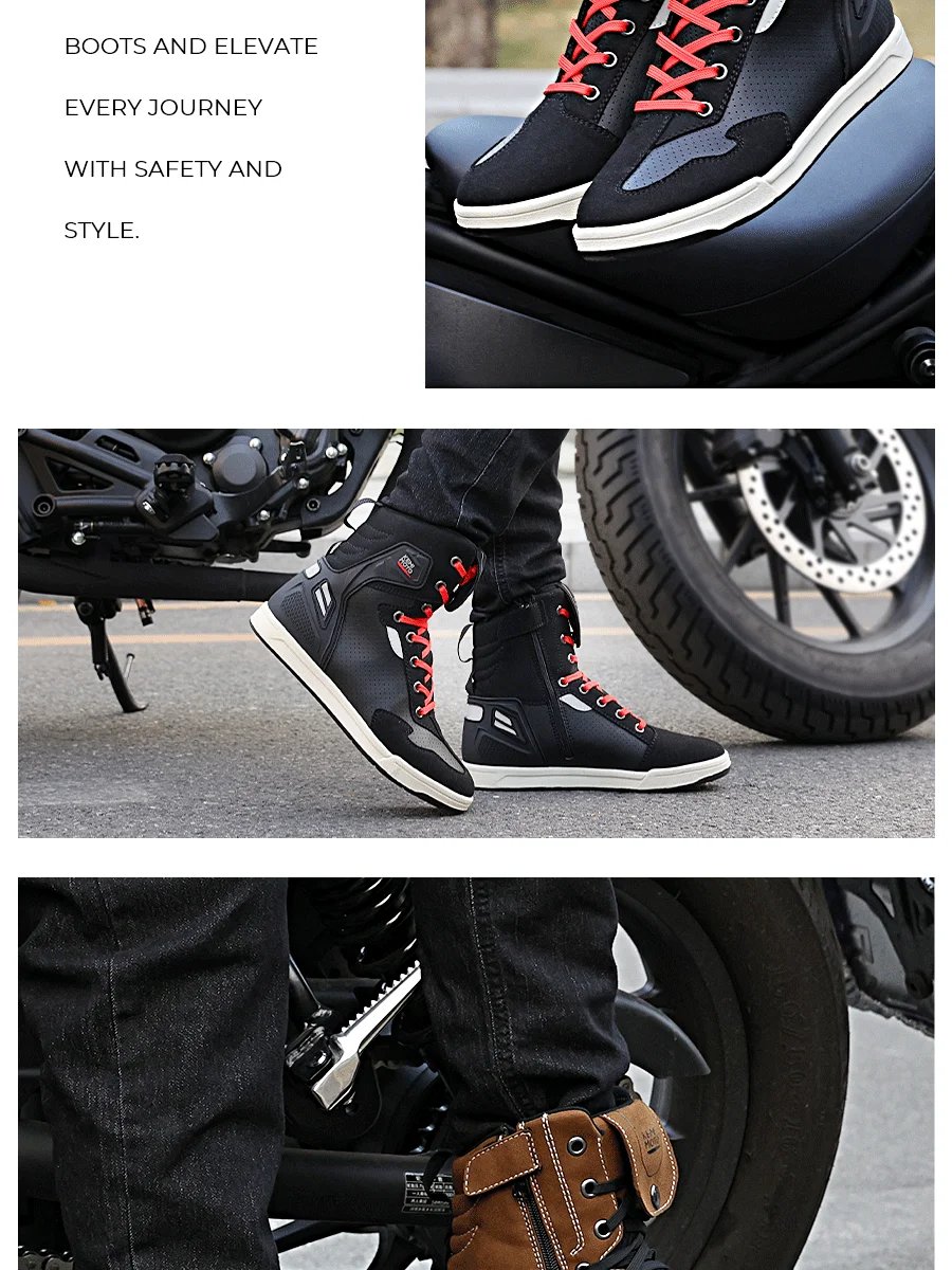 Motorcycle Shoes Men Short Boots Daily Summer Riding Casual Sneakers Anti-collision Reflective Cycling Protection Equipments