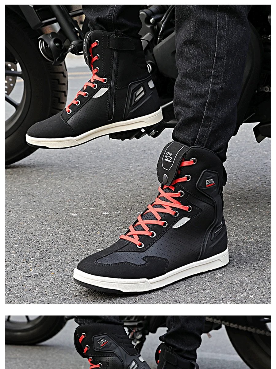 Motorcycle Shoes Men Short Boots Daily Summer Riding Casual Sneakers Anti-collision Reflective Cycling Protection Equipments