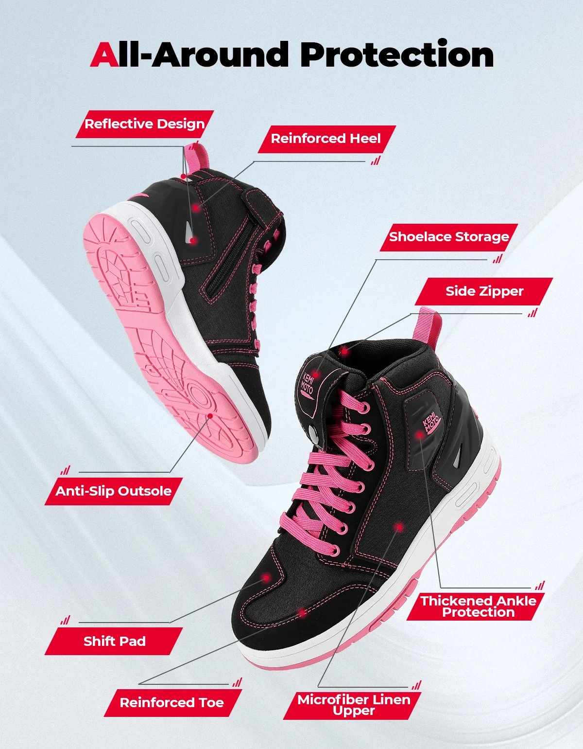 Motorcycle Shoes for Women Daily Commute Riding Protective Summer Breathable Comfortable Reinforced Toe Anti-slip Street Gear Motorcycle Shoes for Women Daily Commute Riding Protective Summer Breathable Comfortable Reinforced Toe Anti-slip Street Gear