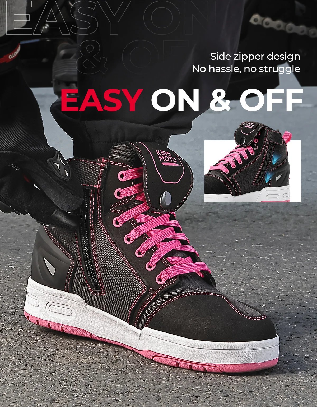 Motorcycle Shoes for Women Daily Commute Riding Protective Summer Breathable Comfortable Reinforced Toe Anti-slip Street Gear Motorcycle Shoes for Women Daily Commute Riding Protective Summer Breathable Comfortable Reinforced Toe Anti-slip Street Gear