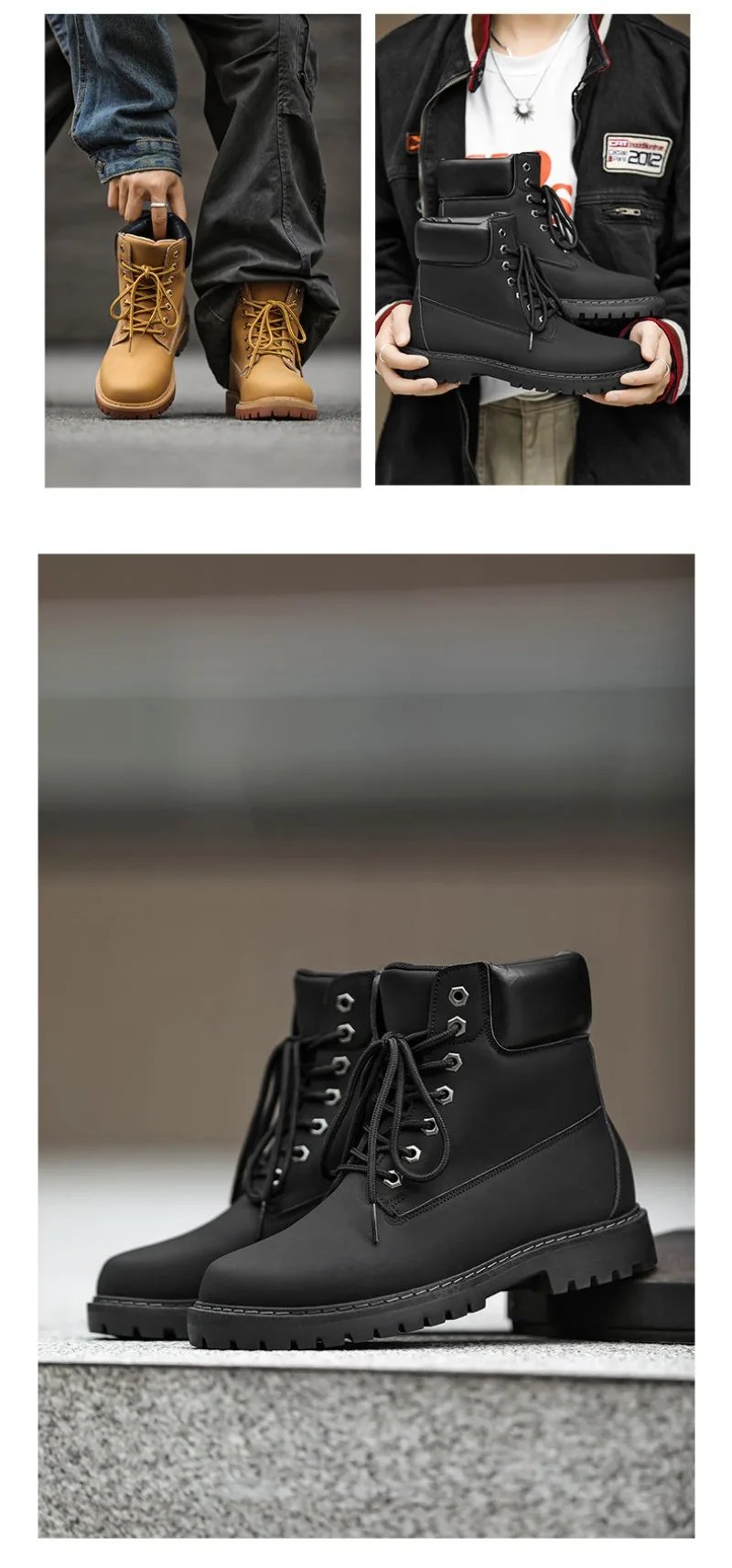 Fashionable Classic Men's Boots Trend Thick Sole Casual Men's Shoes Comfortable Breathable High-top Man's Shoes Botas Para Mujer