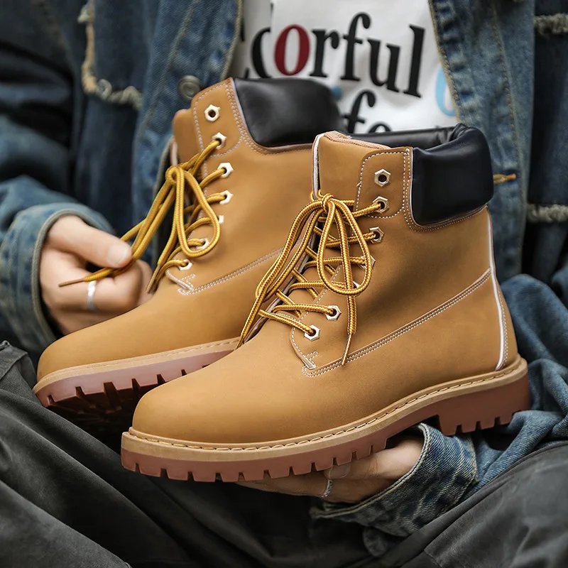 Fashionable Classic Men's Boots Trend Thick Sole Casual Men's Shoes Comfortable Breathable High-top Man's Shoes Botas Para Mujer