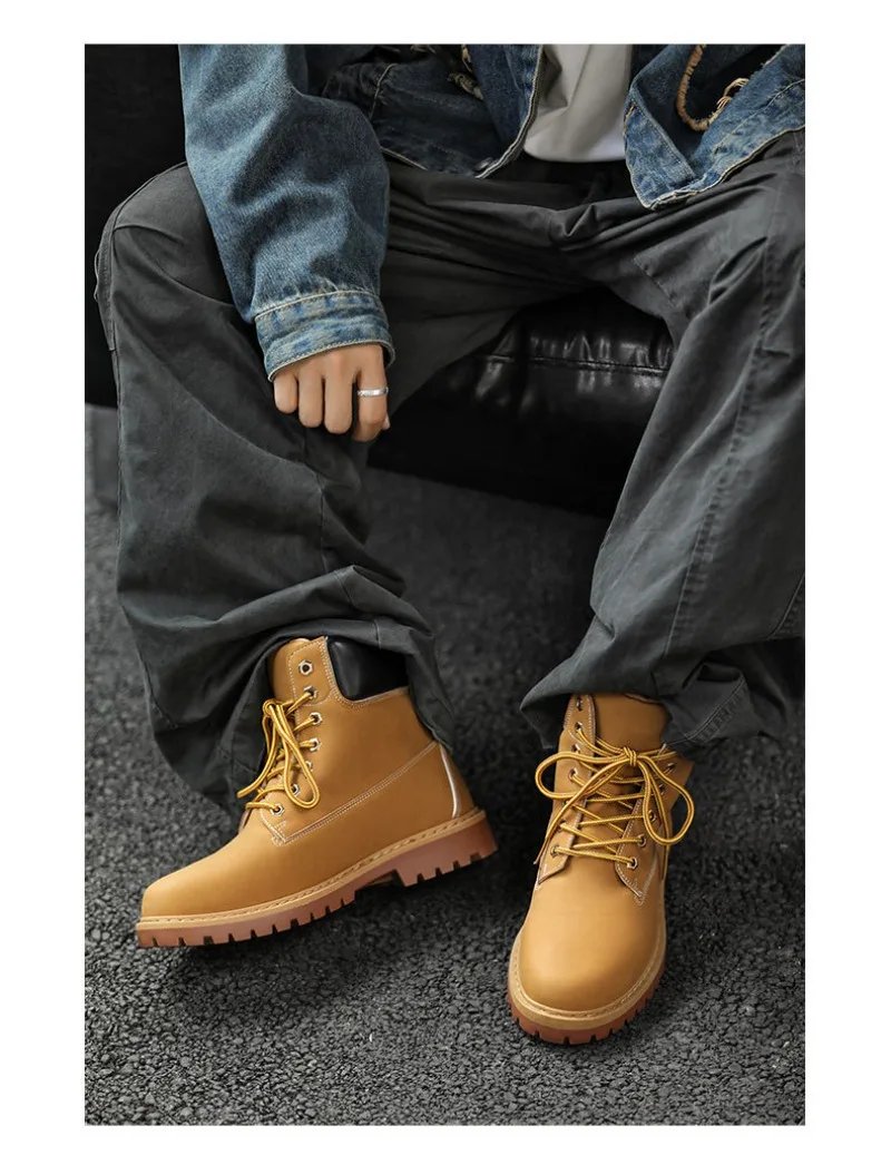 Fashionable Classic Men's Boots Trend Thick Sole Casual Men's Shoes Comfortable Breathable High-top Man's Shoes Botas Para Mujer