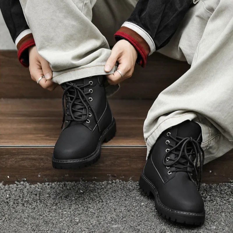 Fashionable Classic Men's Boots Trend Thick Sole Casual Men's Shoes Comfortable Breathable High-top Man's Shoes Botas Para Mujer