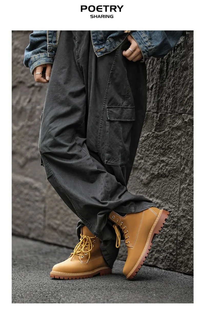 Fashionable Classic Men's Boots Trend Thick Sole Casual Men's Shoes Comfortable Breathable High-top Man's Shoes Botas Para Mujer