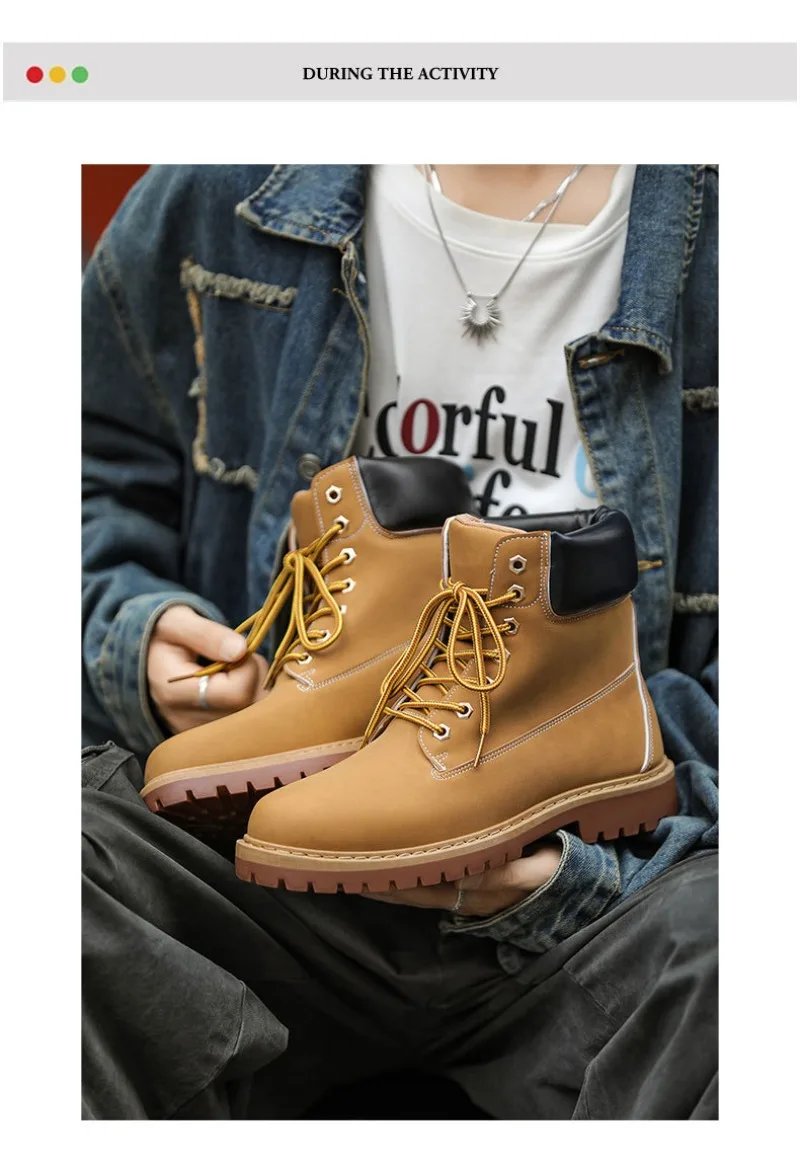 Fashionable Classic Men's Boots Trend Thick Sole Casual Men's Shoes Comfortable Breathable High-top Man's Shoes Botas Para Mujer