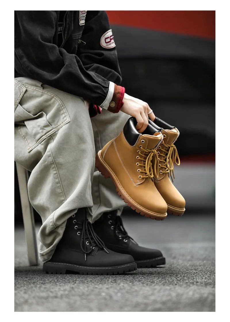 Fashionable Classic Men's Boots Trend Thick Sole Casual Men's Shoes Comfortable Breathable High-top Man's Shoes Botas Para Mujer