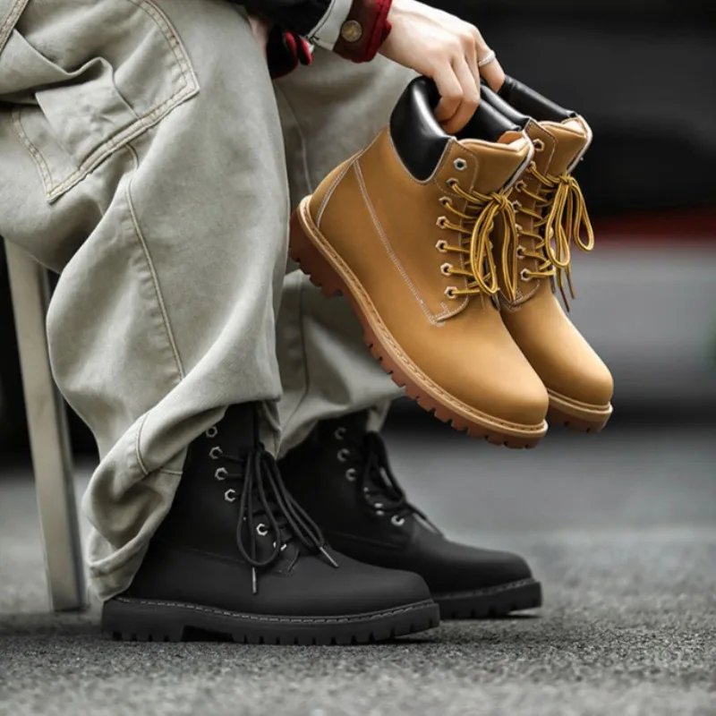 Fashionable Classic Men's Boots Trend Thick Sole Casual Men's Shoes Comfortable Breathable High-top Man's Shoes Botas Para Mujer