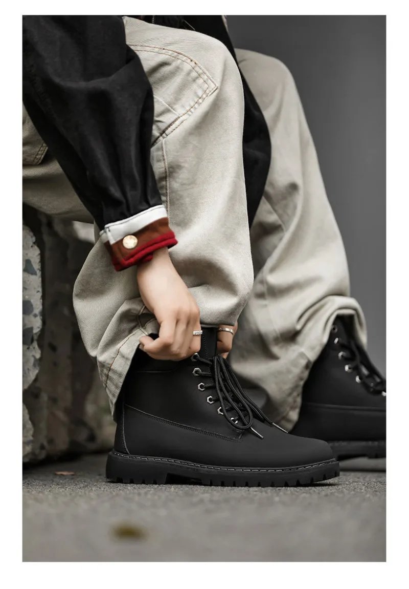 Fashionable Classic Men's Boots Trend Thick Sole Casual Men's Shoes Comfortable Breathable High-top Man's Shoes Botas Para Mujer
